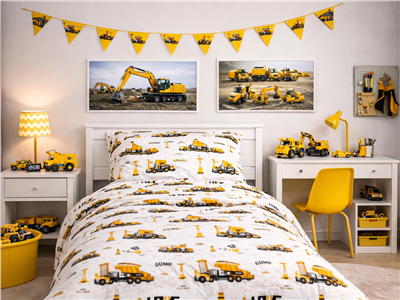 Детское постельное бельё Сладкие Сны(Sweet Dreams) Стройка(на резинке+молния)